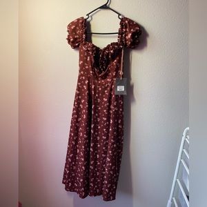 Burgundy V-neck dress